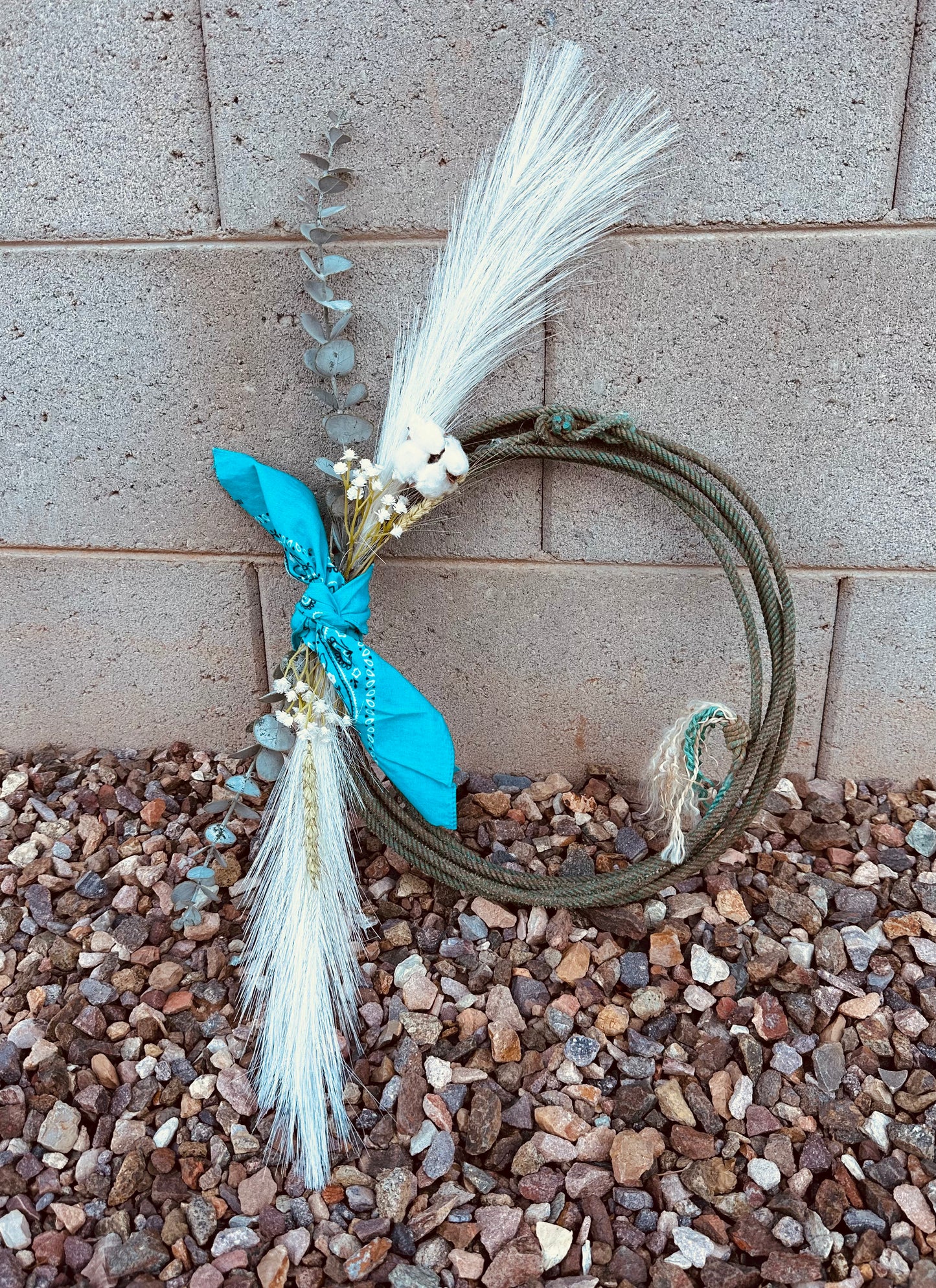 Lasso wreath SMALL (teal bandanna)