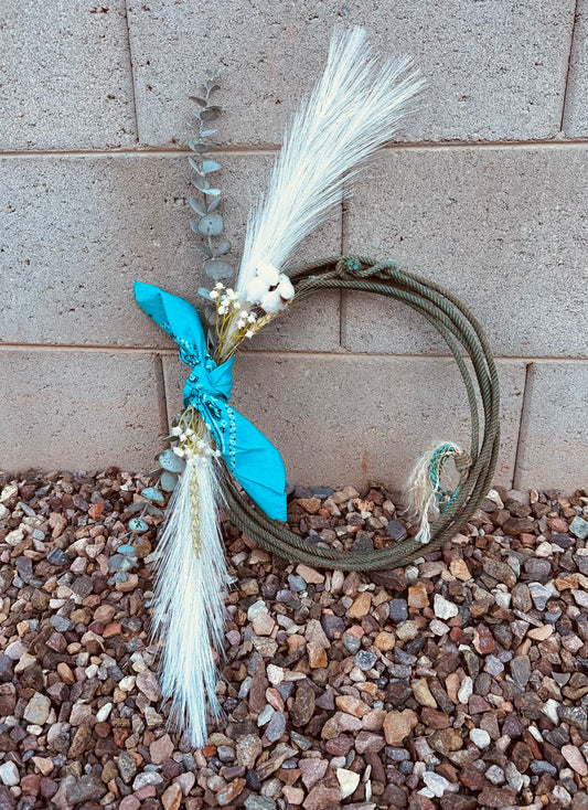 Lasso wreath SMALL (teal bandanna)